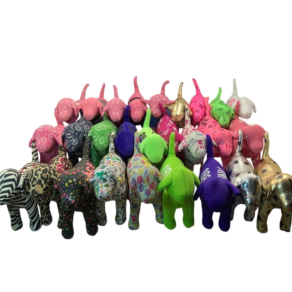 Victoria Secret PINK Plush Dog‎ Lot Assorted Patterns Multicolor 27 Piece Set